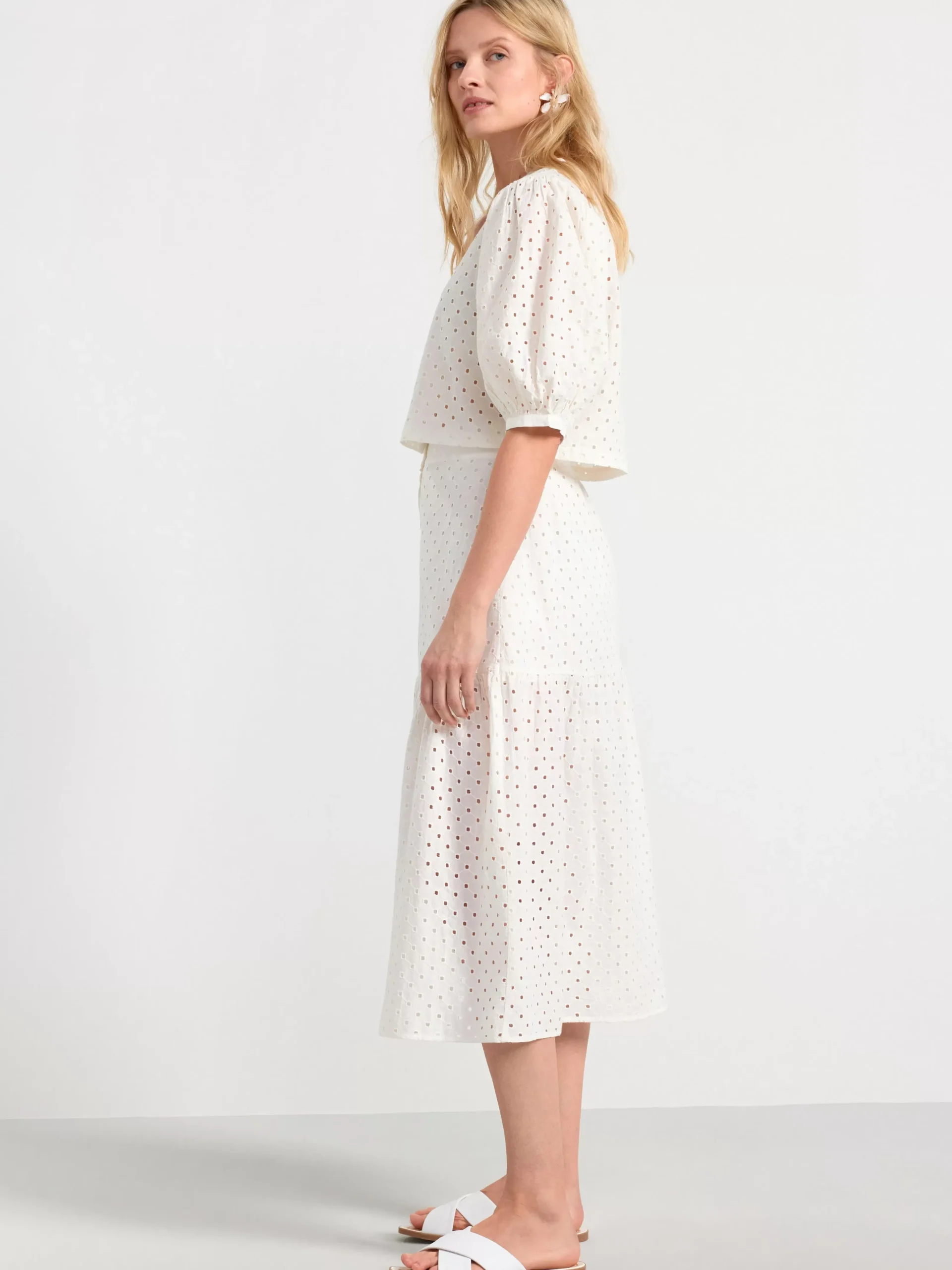 Blusar & Skjortor>Lindex Croppad Blus Med Puffarm Off White