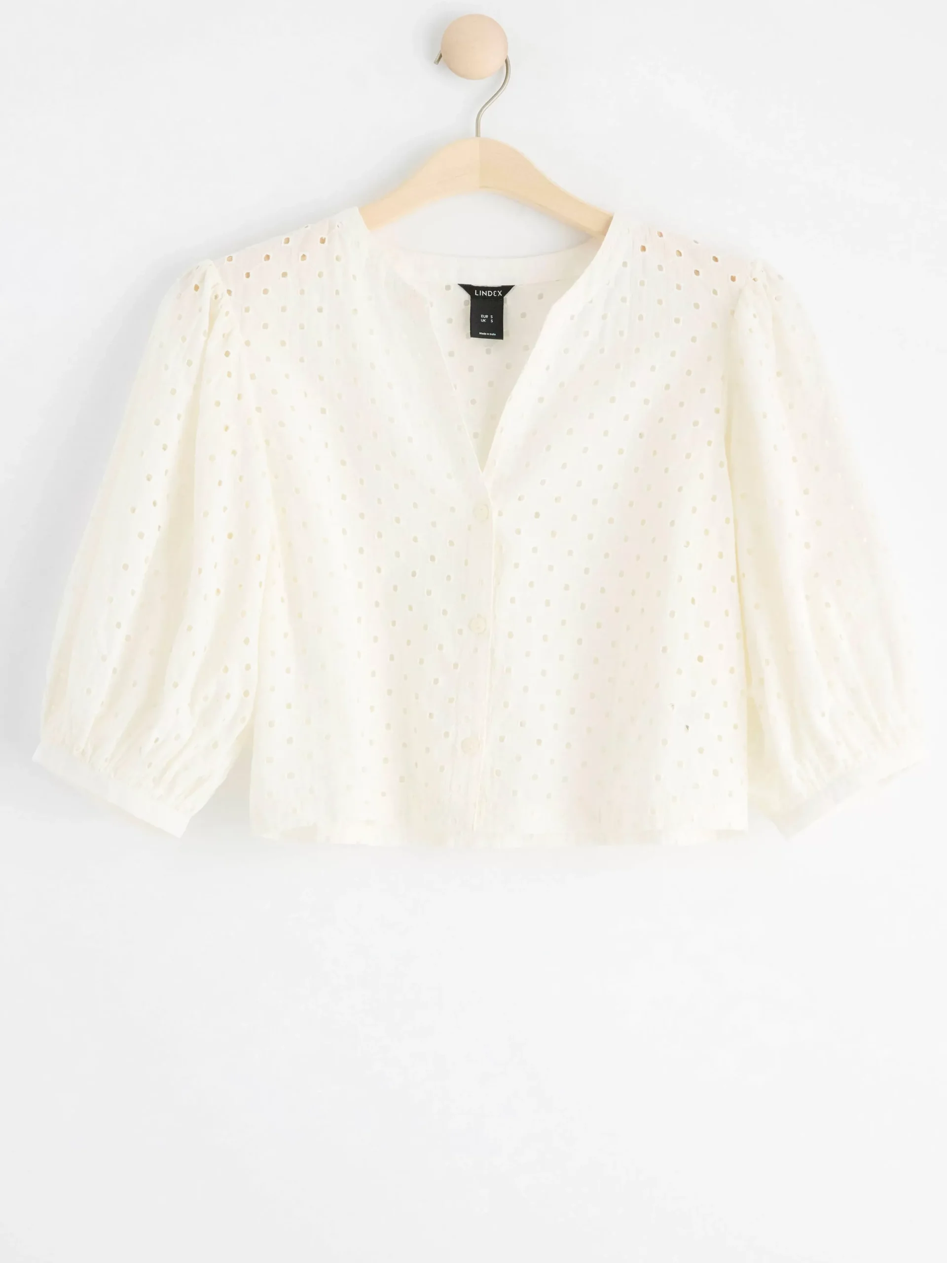 Blusar & Skjortor>Lindex Croppad Blus Med Puffarm Off White