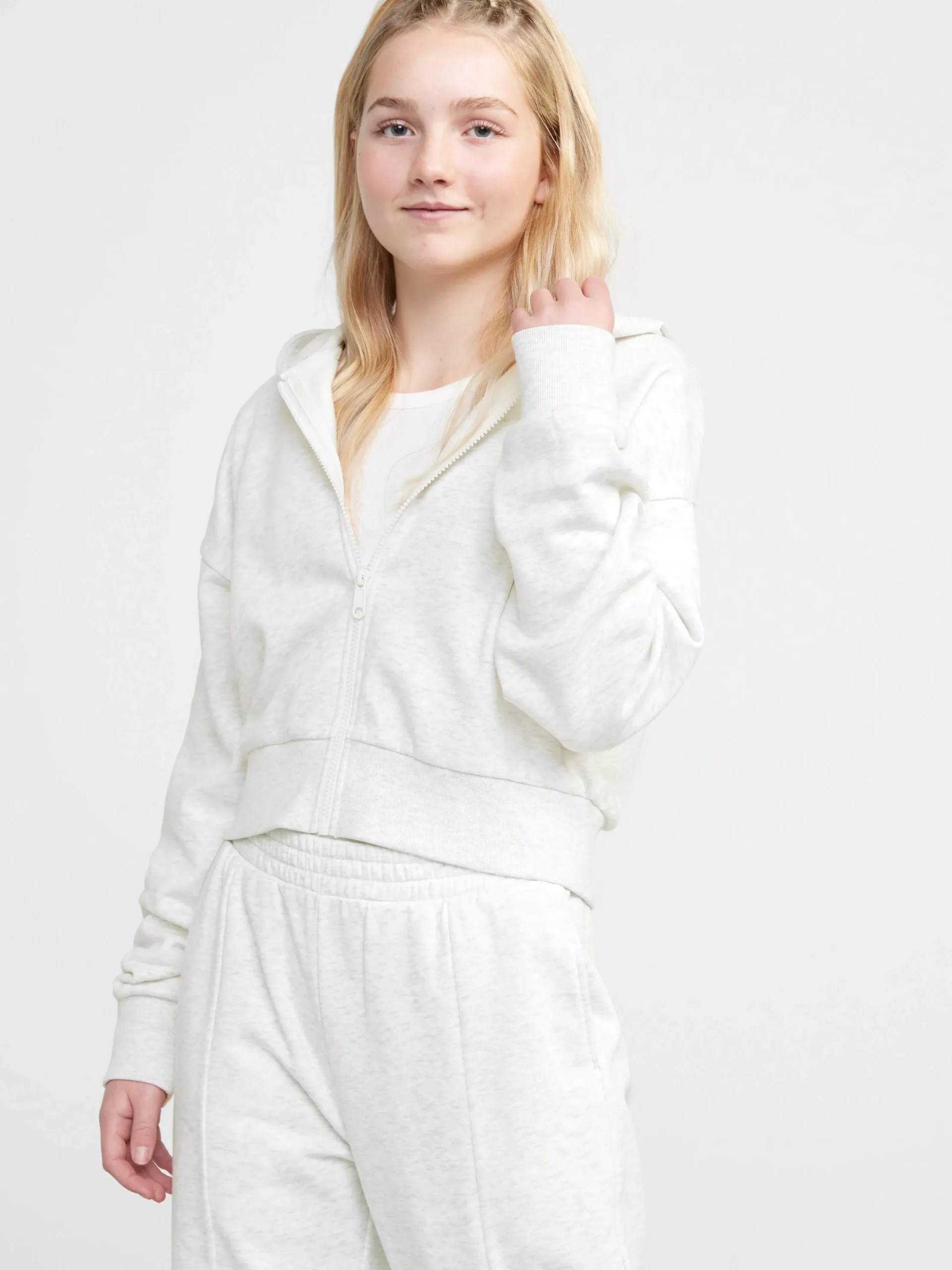 Tröjor & Cardigans>Lindex Croppad Hoodie Med Dragkedja Light Grey Melange