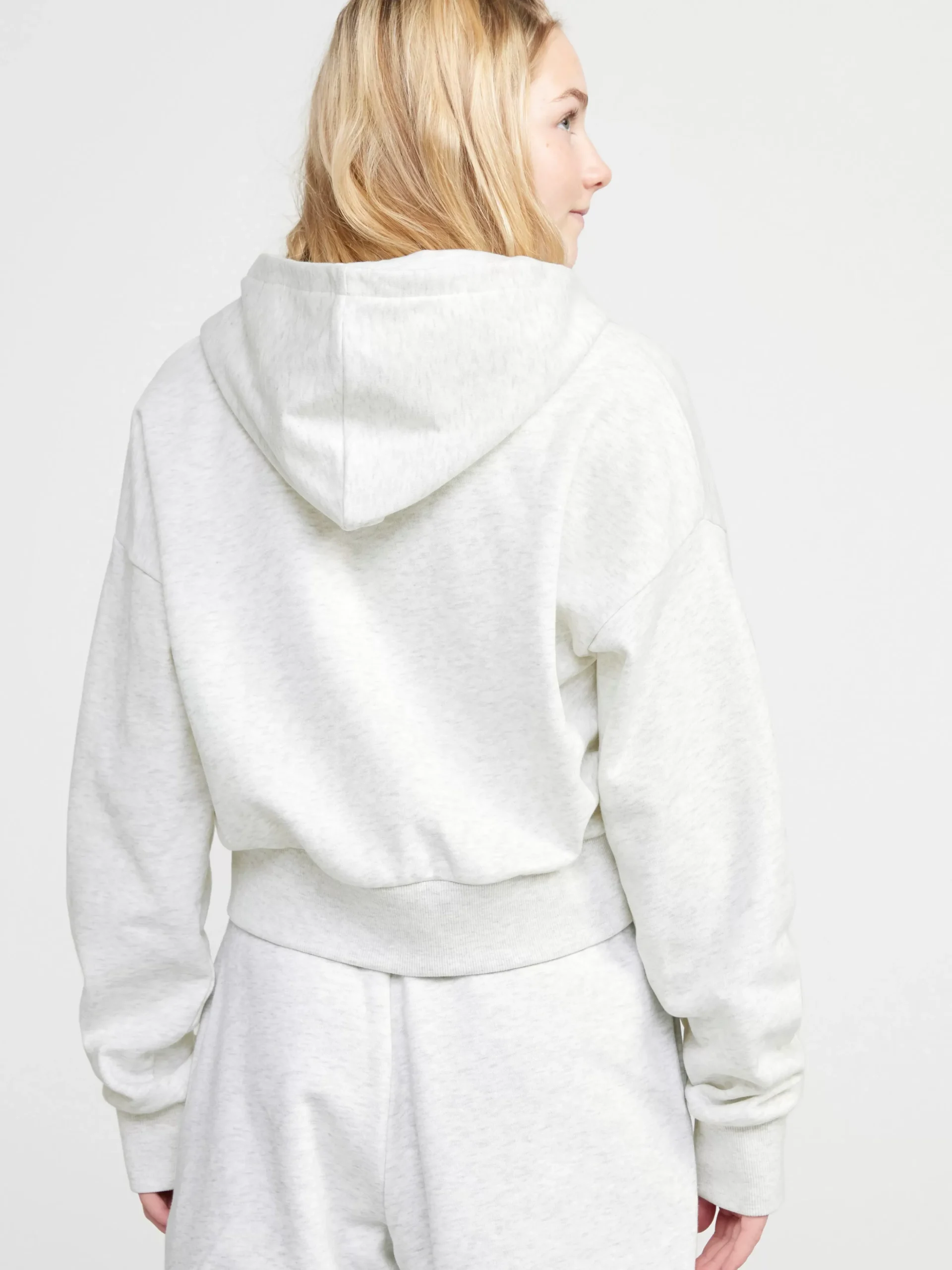 Tröjor & Cardigans>Lindex Croppad Hoodie Med Dragkedja Light Grey Melange