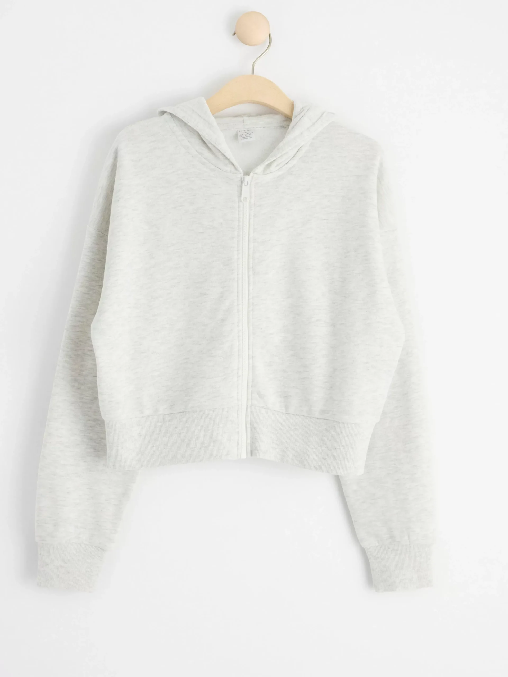 Tröjor & Cardigans>Lindex Croppad Hoodie Med Dragkedja Light Grey Melange