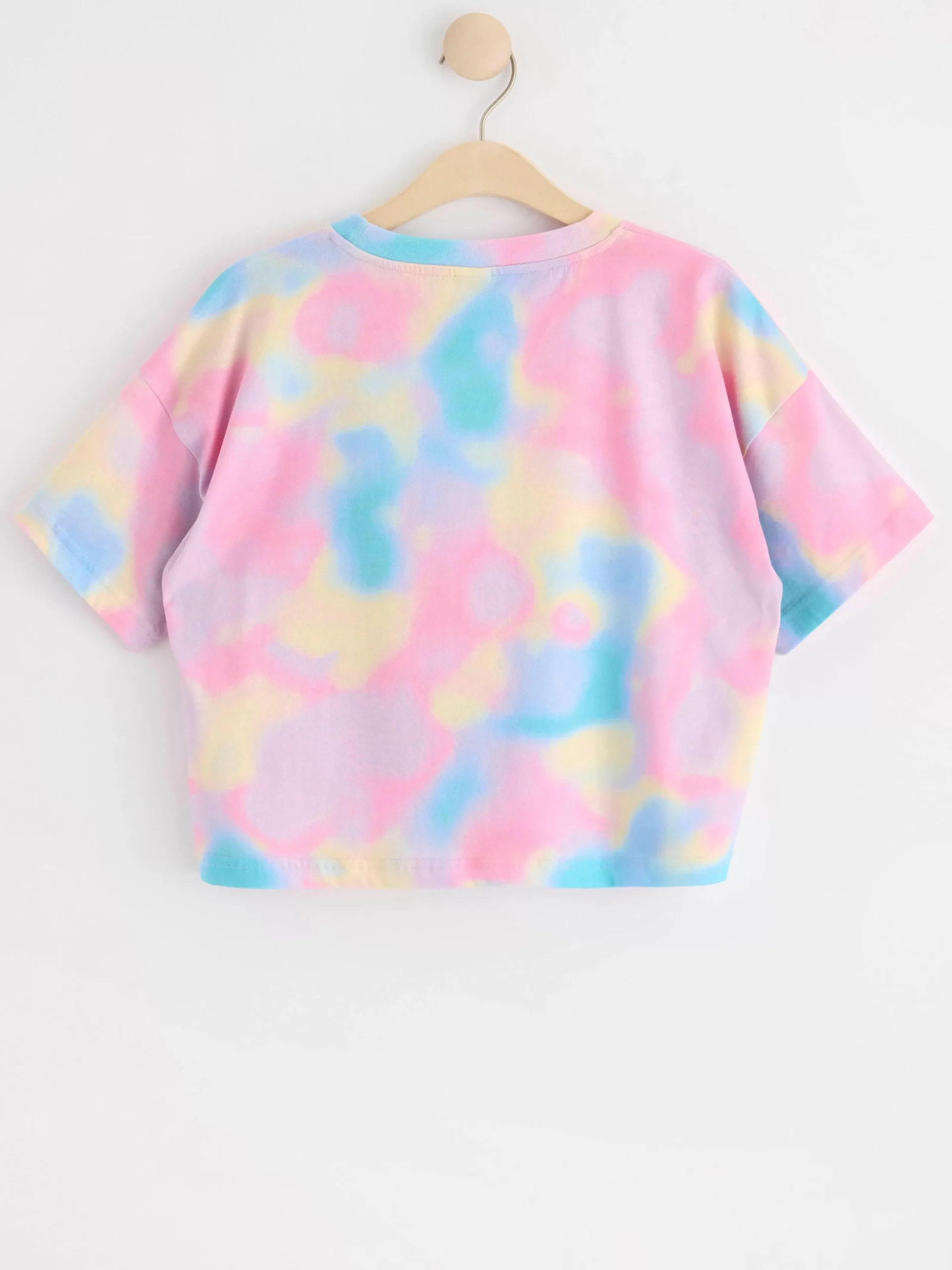 Toppar & T-Shirts>Lindex Croppad Regnbagsfargad T-Shirt Light Pink