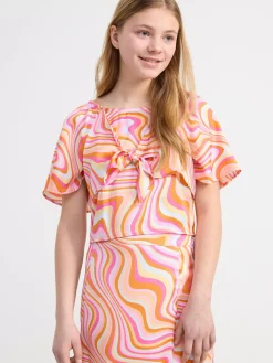 Toppar & T-Shirts>Lindex Croppad Satinblus Light Orange