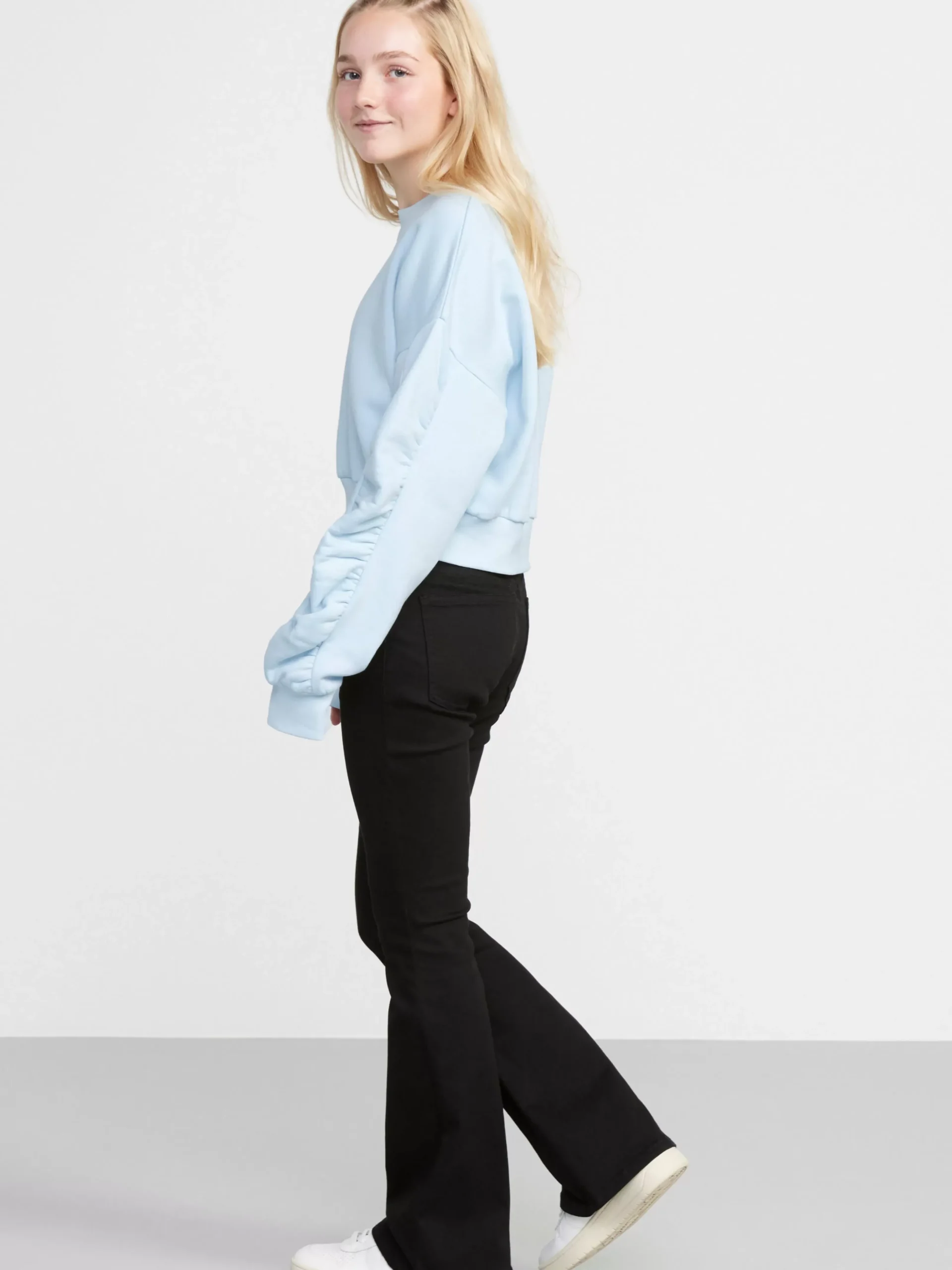Tröjor & Cardigans>Lindex Croppad Sweatshirt Light Blue