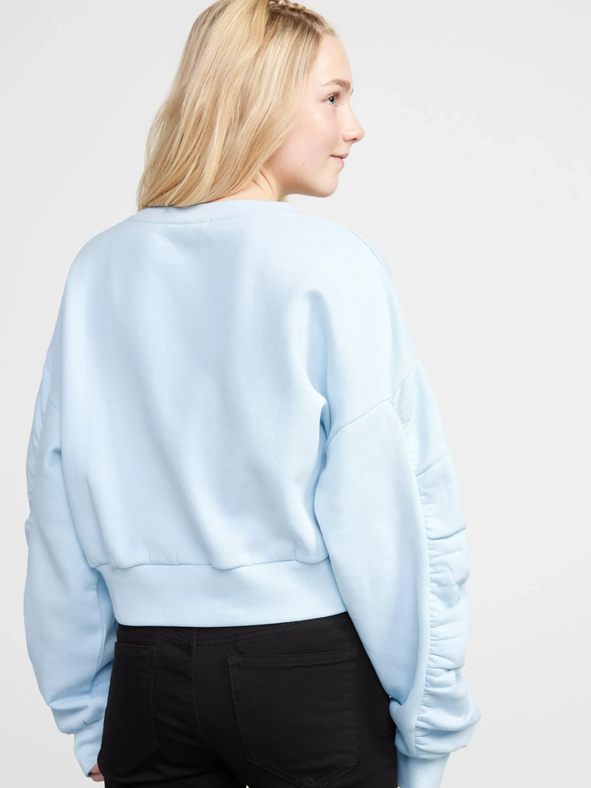 Tröjor & Cardigans>Lindex Croppad Sweatshirt Light Blue