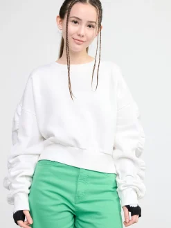 Tröjor & Cardigans>Lindex Croppad Sweatshirt Off White