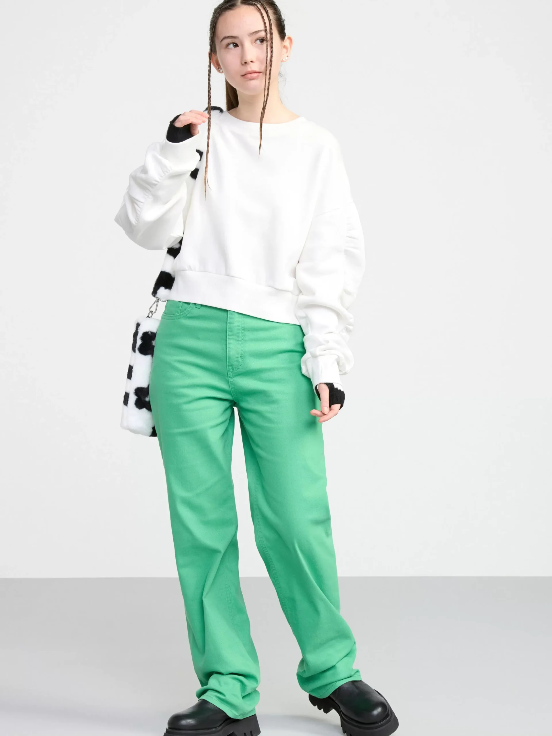 Tröjor & Cardigans>Lindex Croppad Sweatshirt Off White