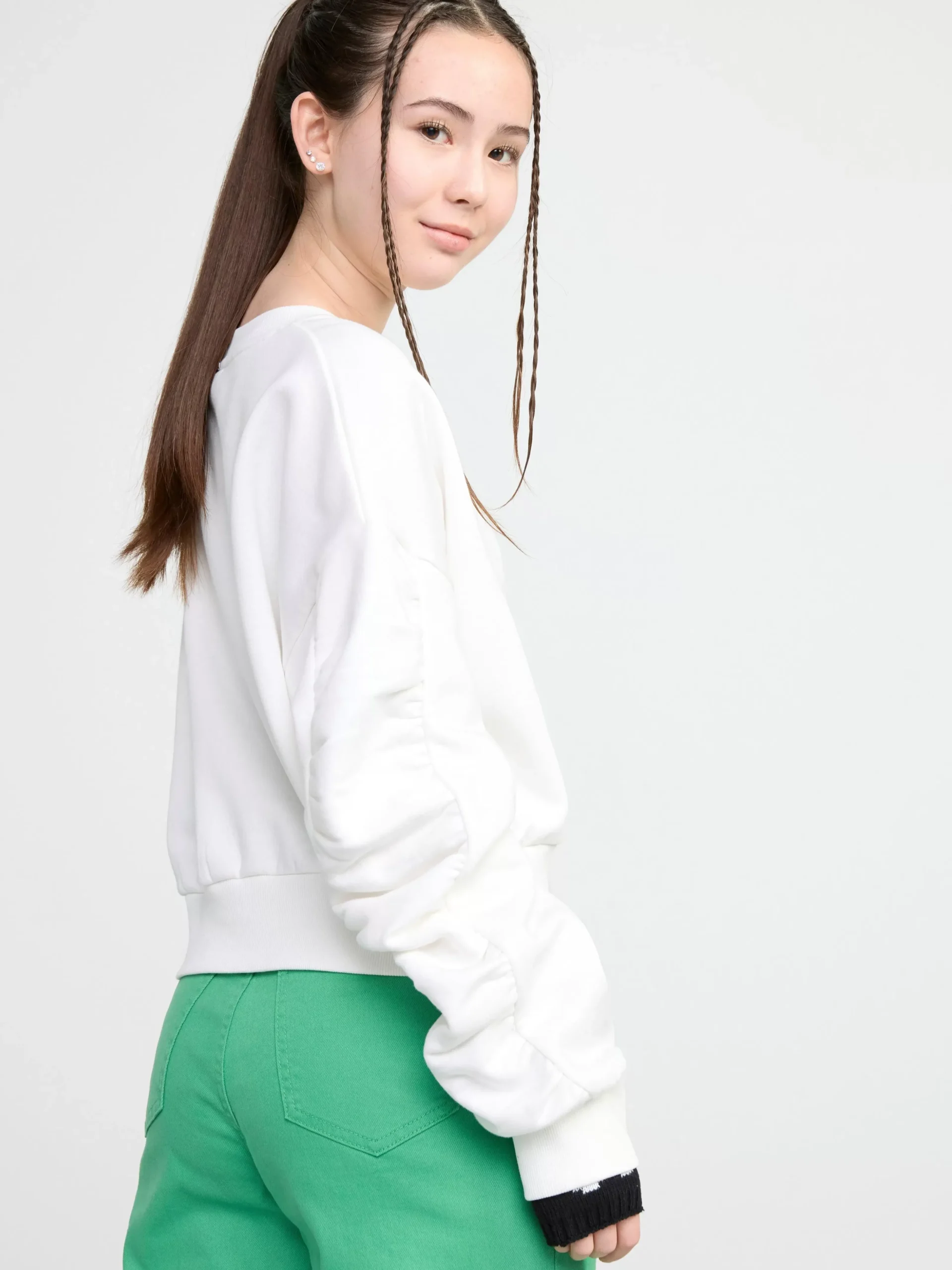 Tröjor & Cardigans>Lindex Croppad Sweatshirt Off White