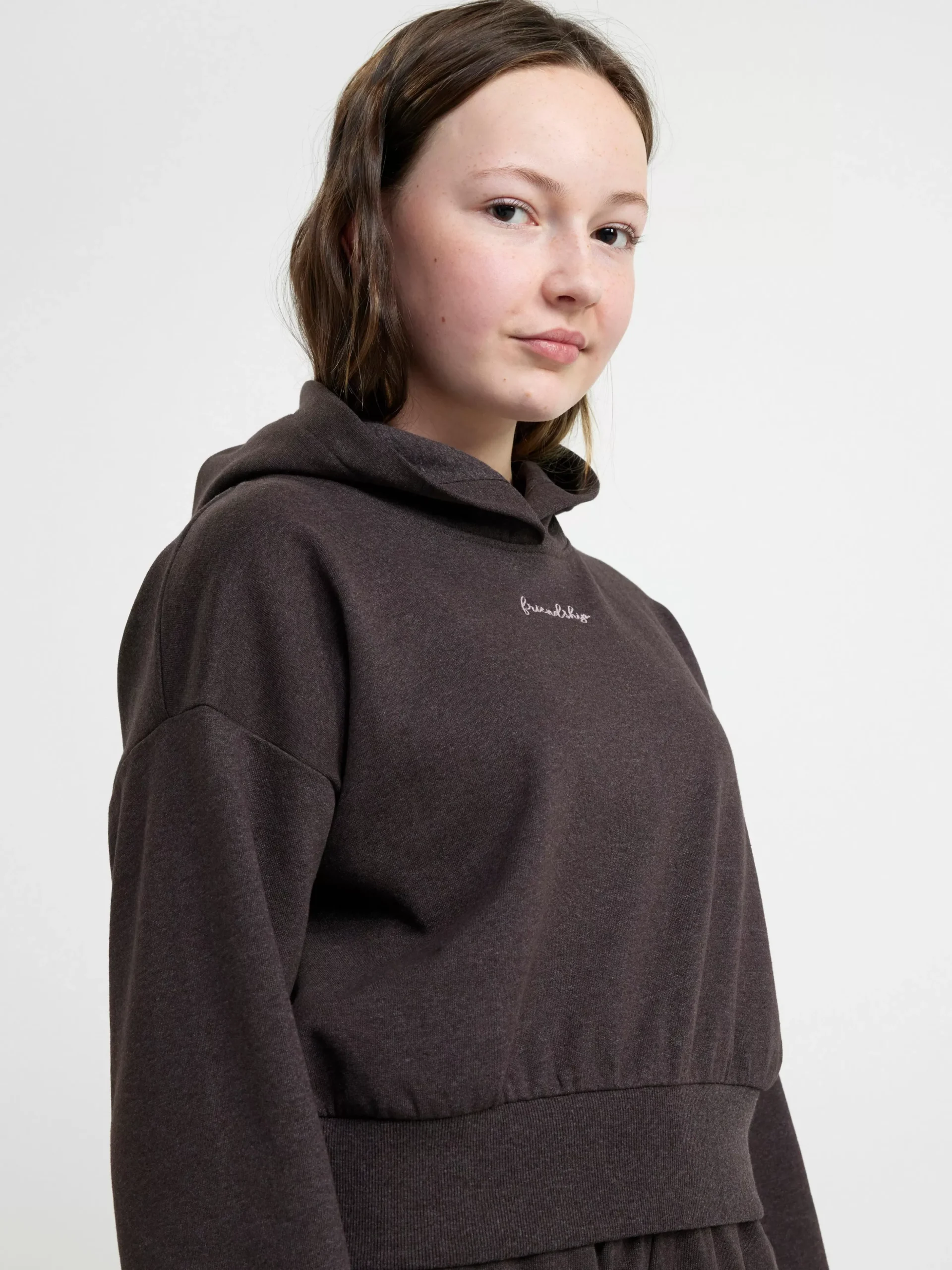 Tröjor & Cardigans>Lindex Croppad Sweatshirt Med Borstad Insida Off Black
