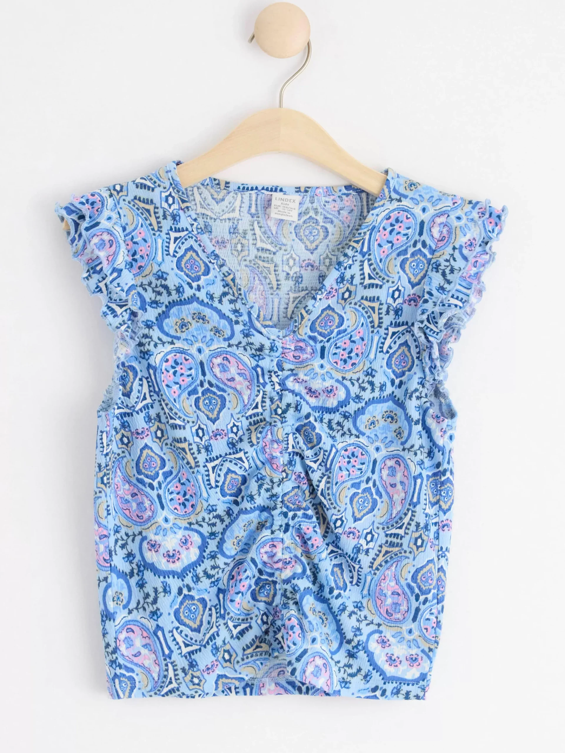 Toppar & T-Shirts>Lindex Croppad Topp Med Volangarm Light Blue