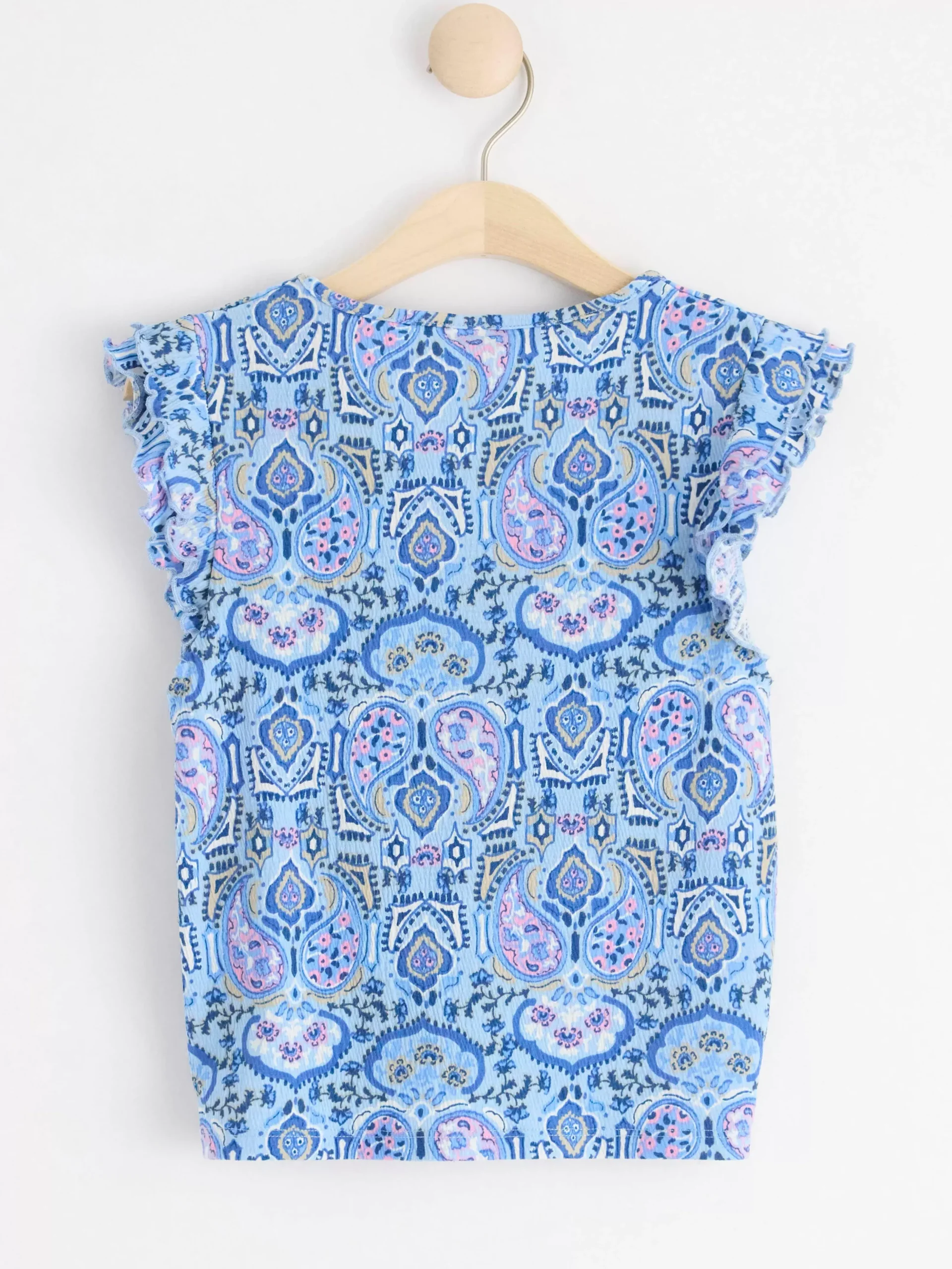 Toppar & T-Shirts>Lindex Croppad Topp Med Volangarm Light Blue