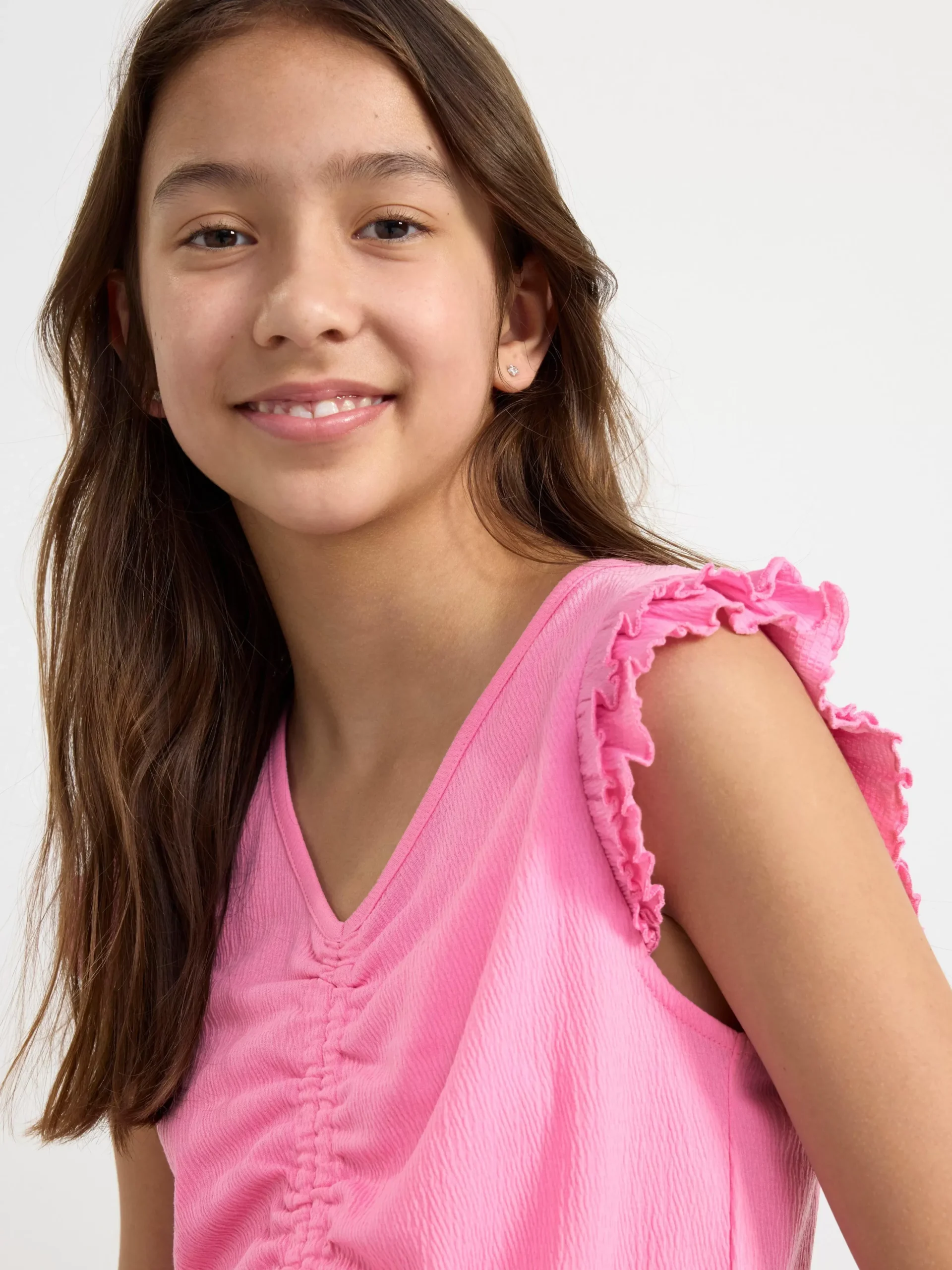 Toppar & T-Shirts>Lindex Croppad Topp Med Volangarm Light Pink