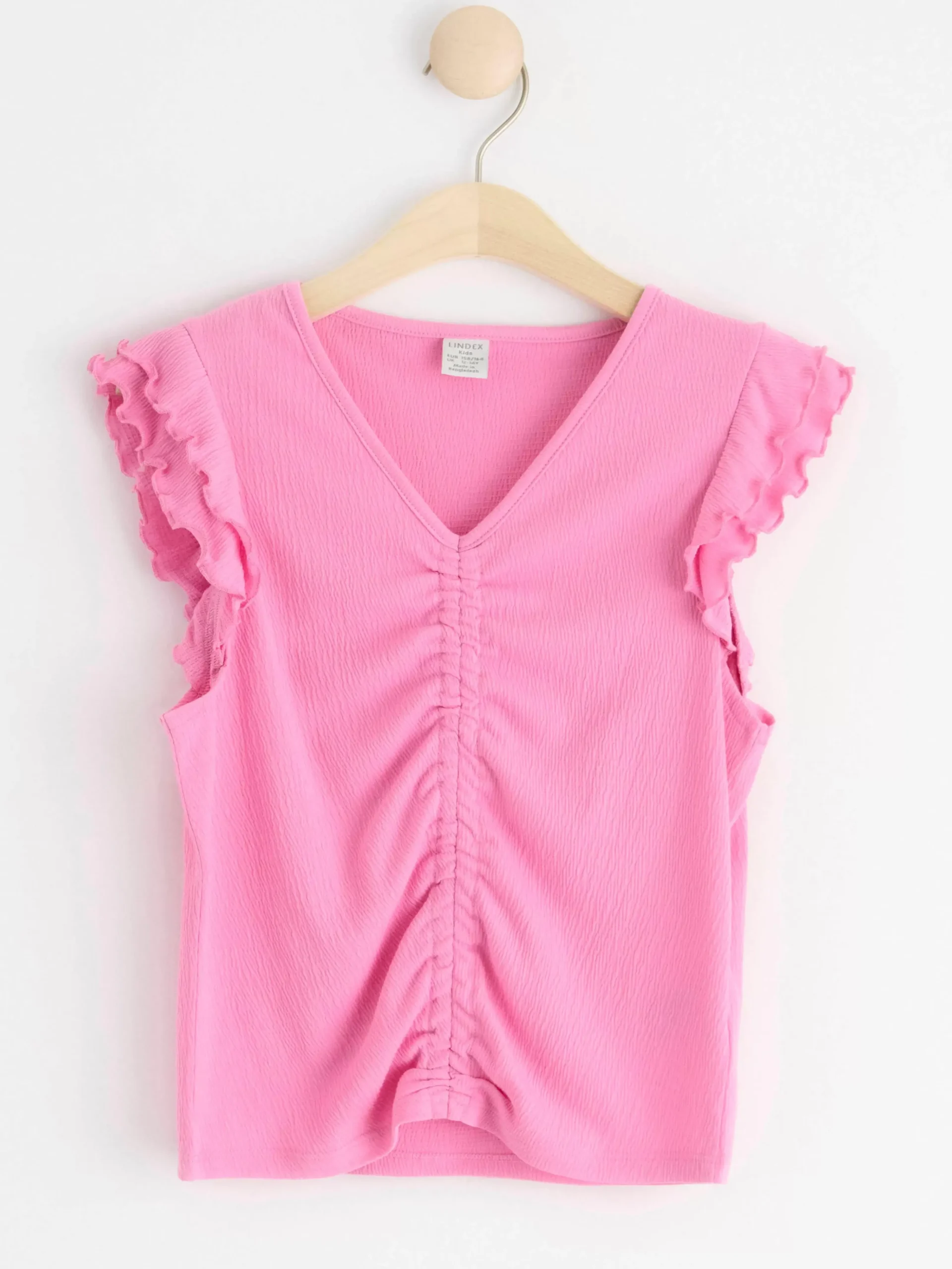 Toppar & T-Shirts>Lindex Croppad Topp Med Volangarm Light Pink