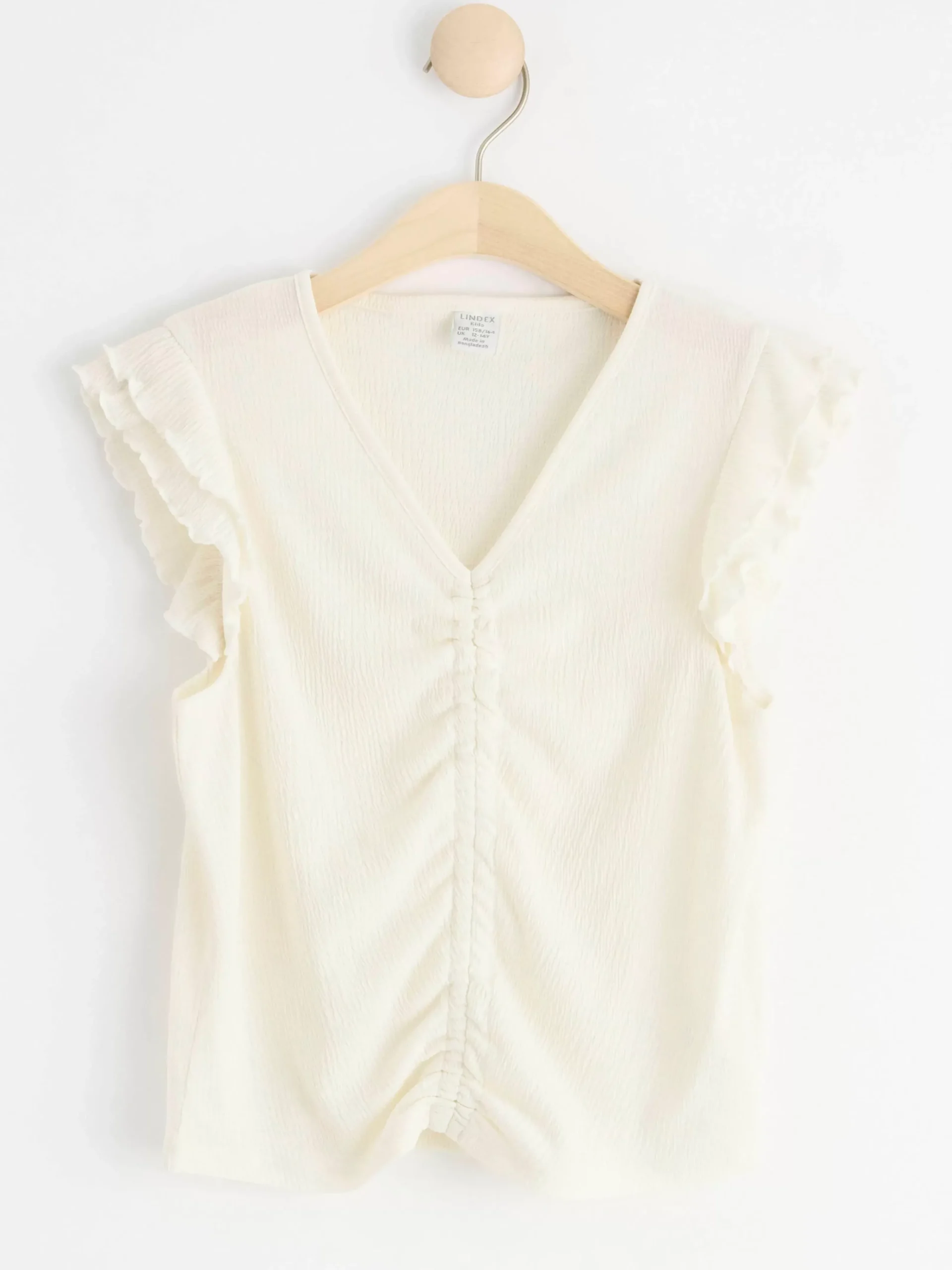 Toppar & T-Shirts>Lindex Croppad Topp Med Volangarm Off White