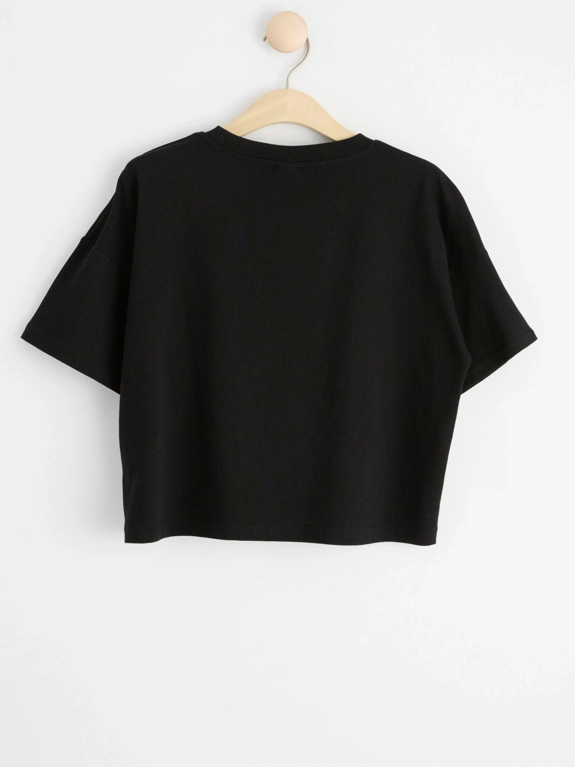 Toppar & T-Shirts>Lindex Croppad T-Shirt Med Tryck Black