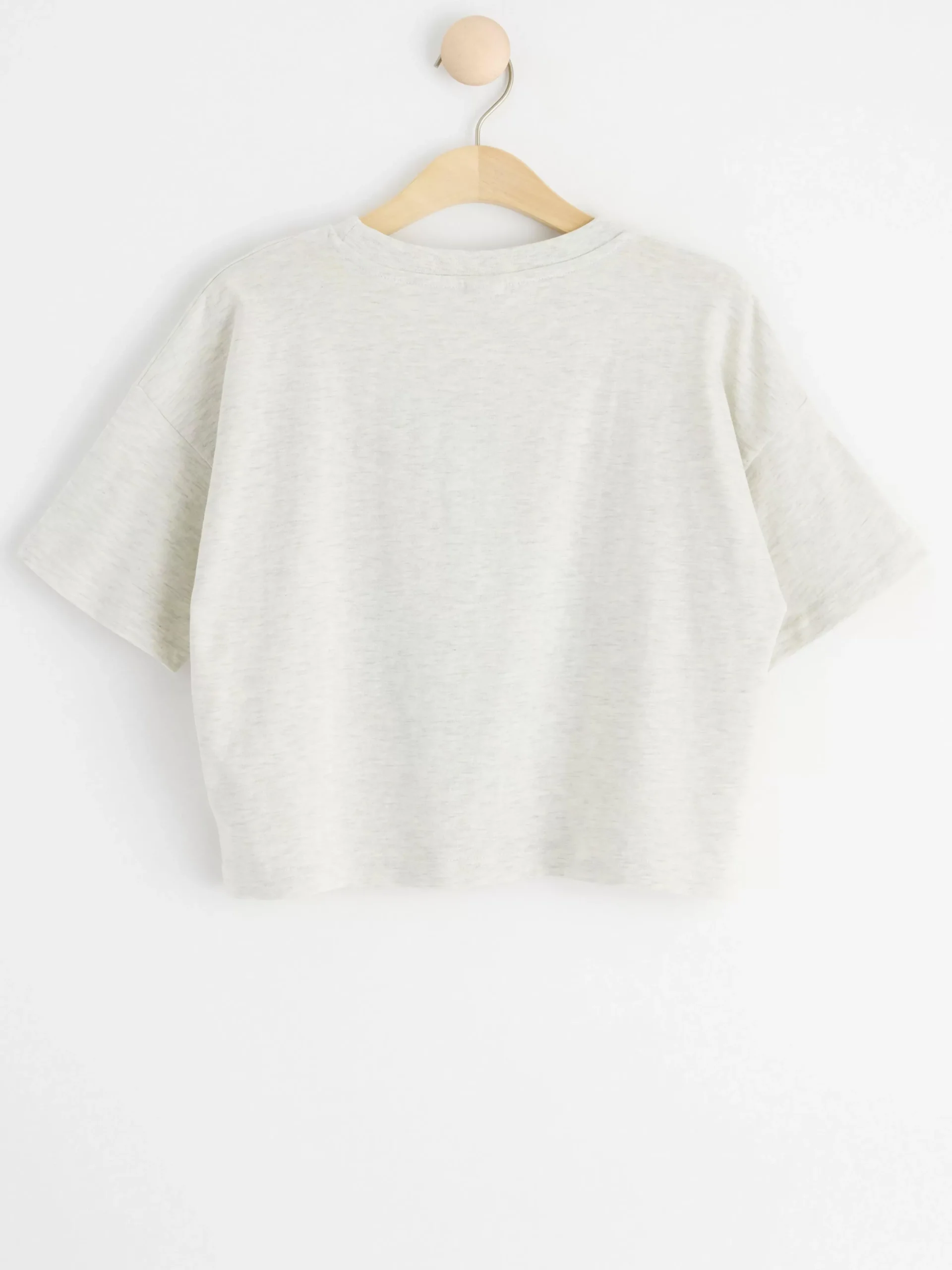Toppar & T-Shirts>Lindex Croppad T-Shirt Med Tryck Lt Grey Melange