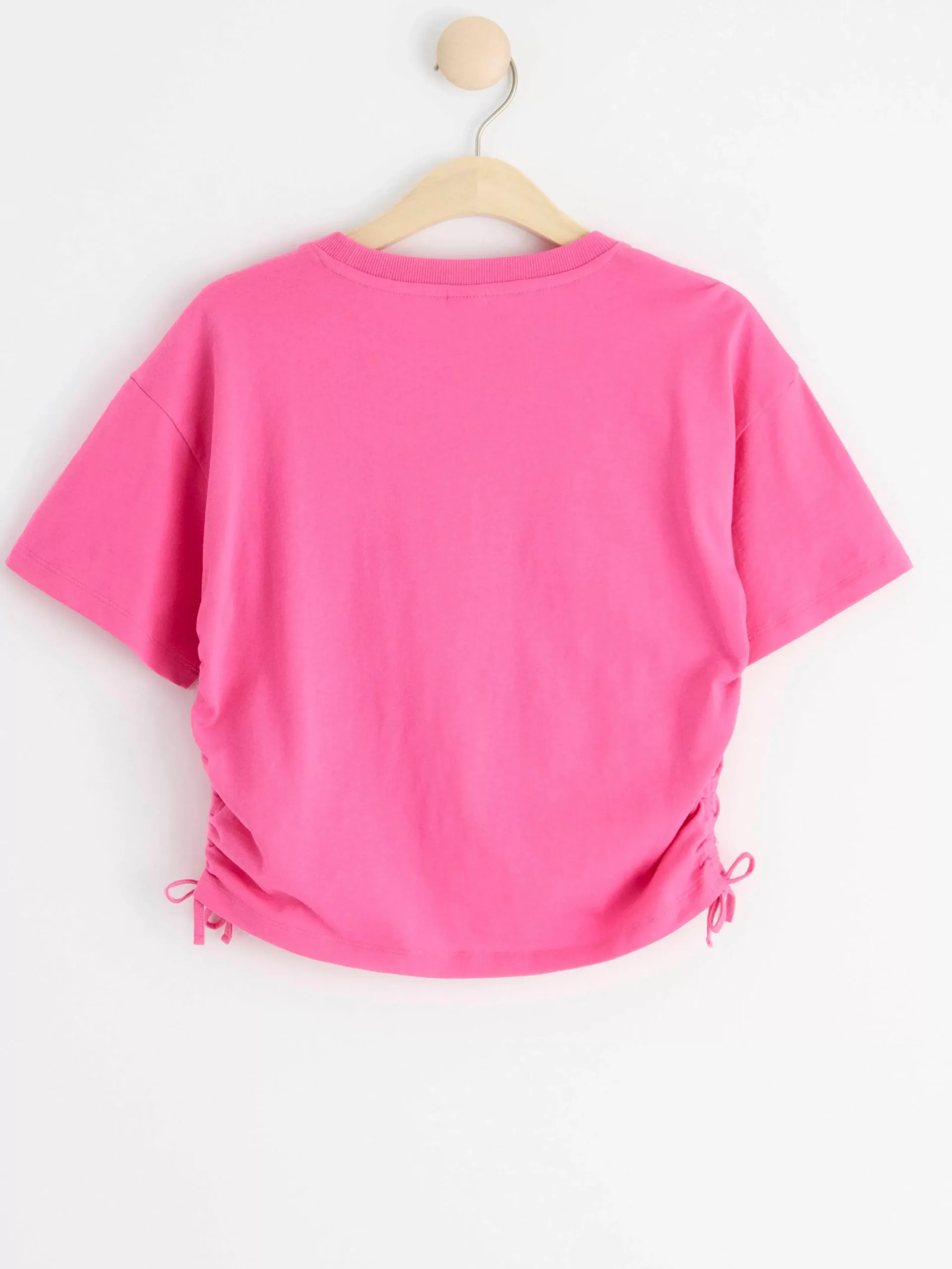 Toppar & T-Shirts>Lindex Croppad T-Shirt Med Tryck Och Rynkdetaljer Pink