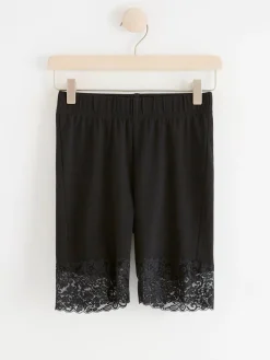 Shorts & Cykelbyxor>Lindex Cykelbyxa I Bomull Med Spets Black