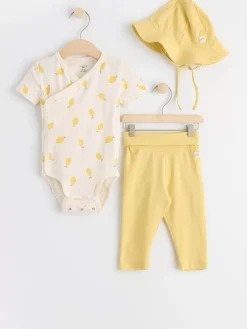 Set>Lindex 3-Delat Set For Nyfodda Light Dusty Yellow