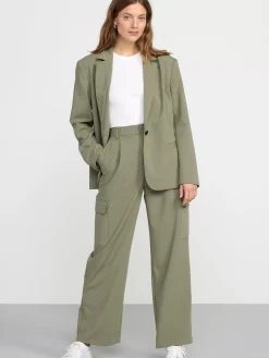 Byxor>Lindex Dressad Cargobyxa Dark Khaki