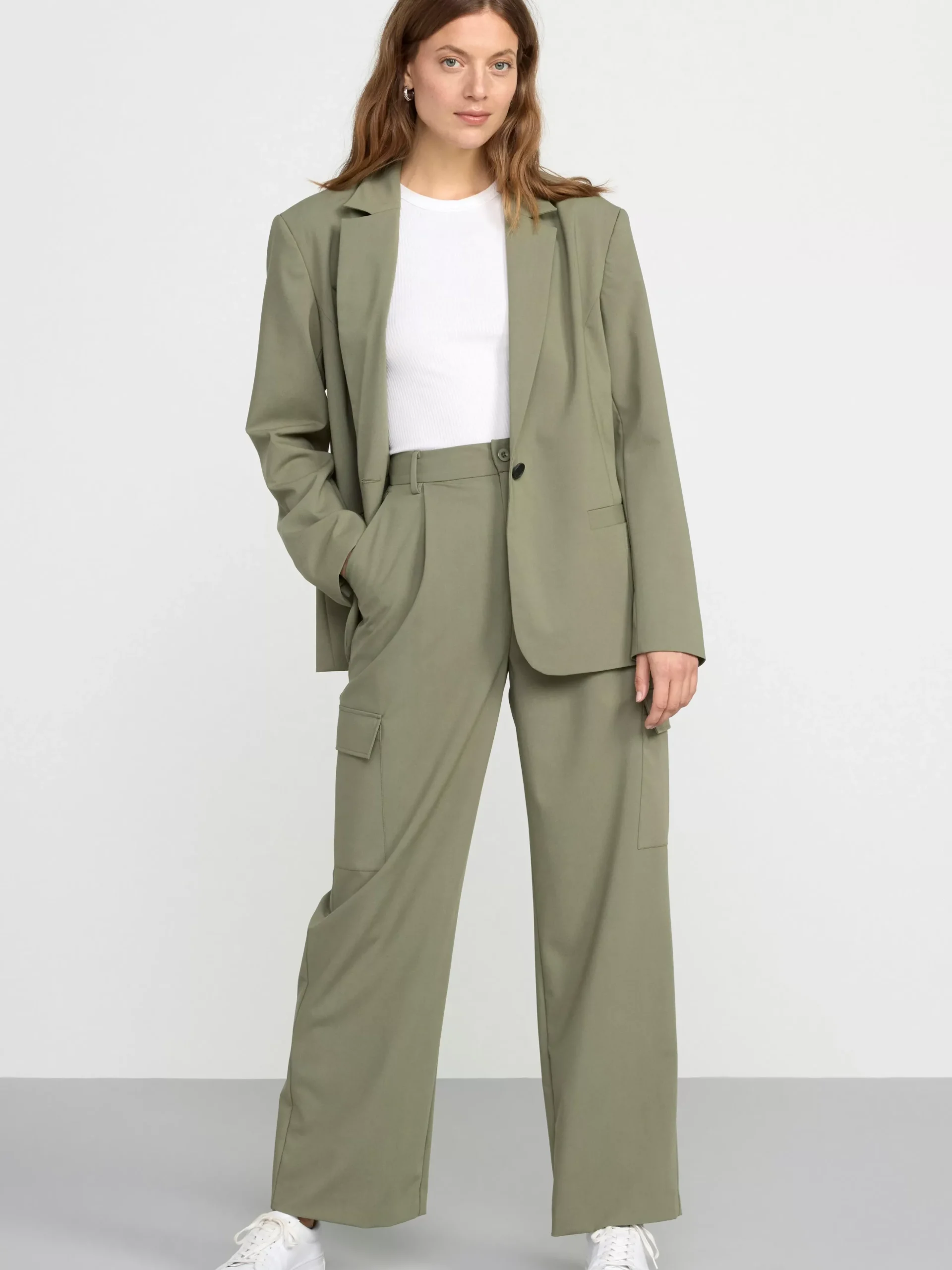 Byxor>Lindex Dressad Cargobyxa Dark Khaki