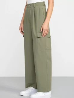 Byxor>Lindex Dressad Cargobyxa Dark Khaki