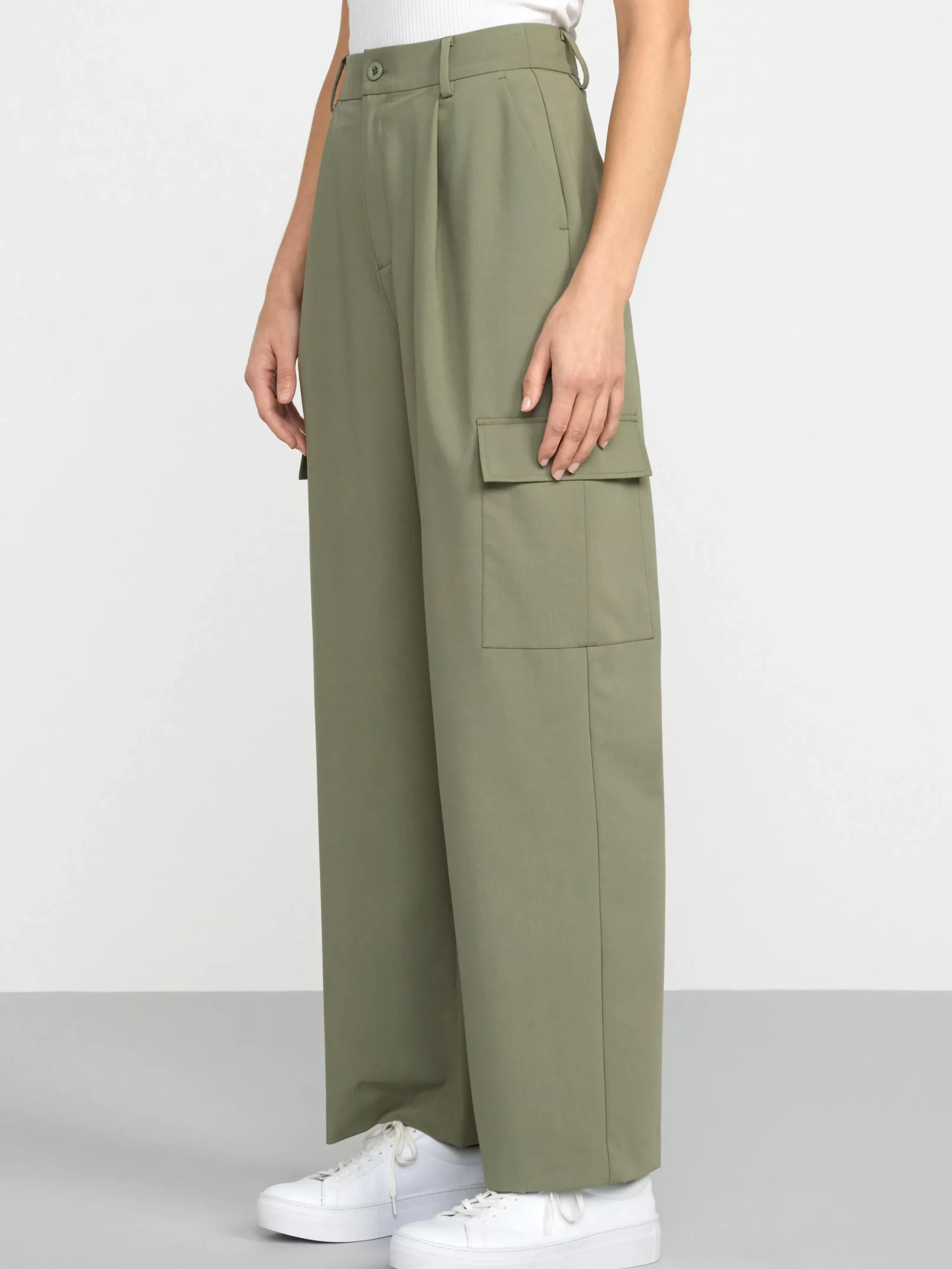 Byxor>Lindex Dressad Cargobyxa Dark Khaki