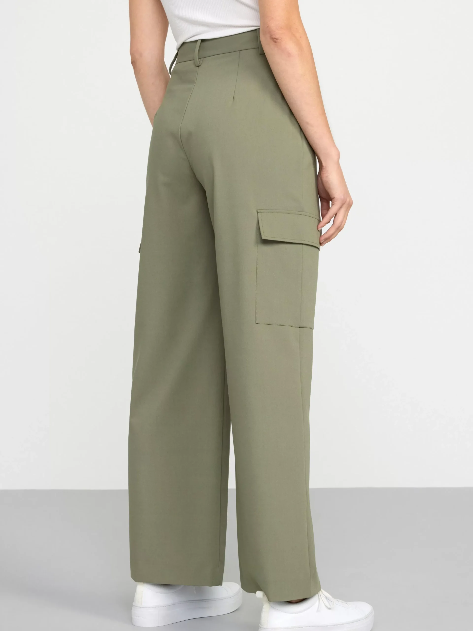 Byxor>Lindex Dressad Cargobyxa Dark Khaki