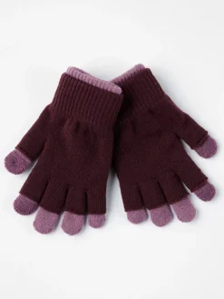 Accessoarer>Lindex Dubbla Finstickade Fingervantar Med Pekfunktion Dark Lilac