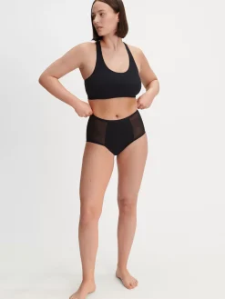 Trosor>Lindex Engineered High Waist Mesh – Menstrosa Med Medel Absorption Black