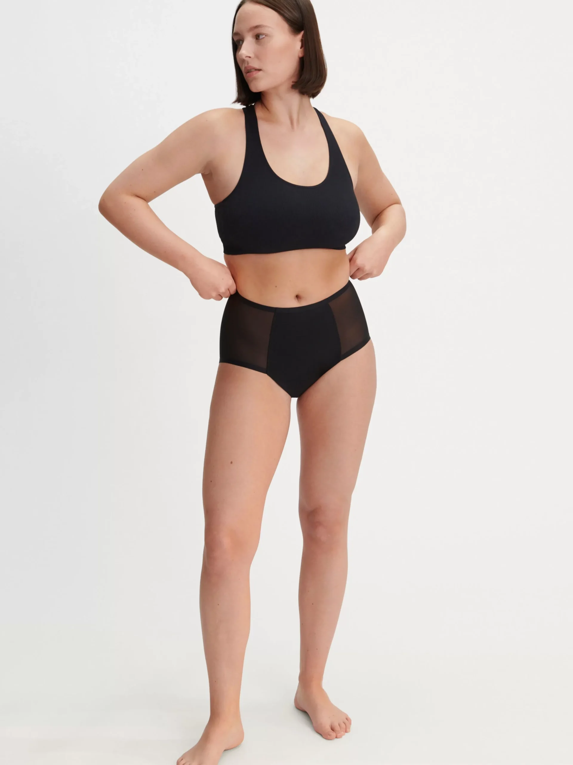 Trosor>Lindex Engineered High Waist Mesh – Menstrosa Med Medel Absorption Black