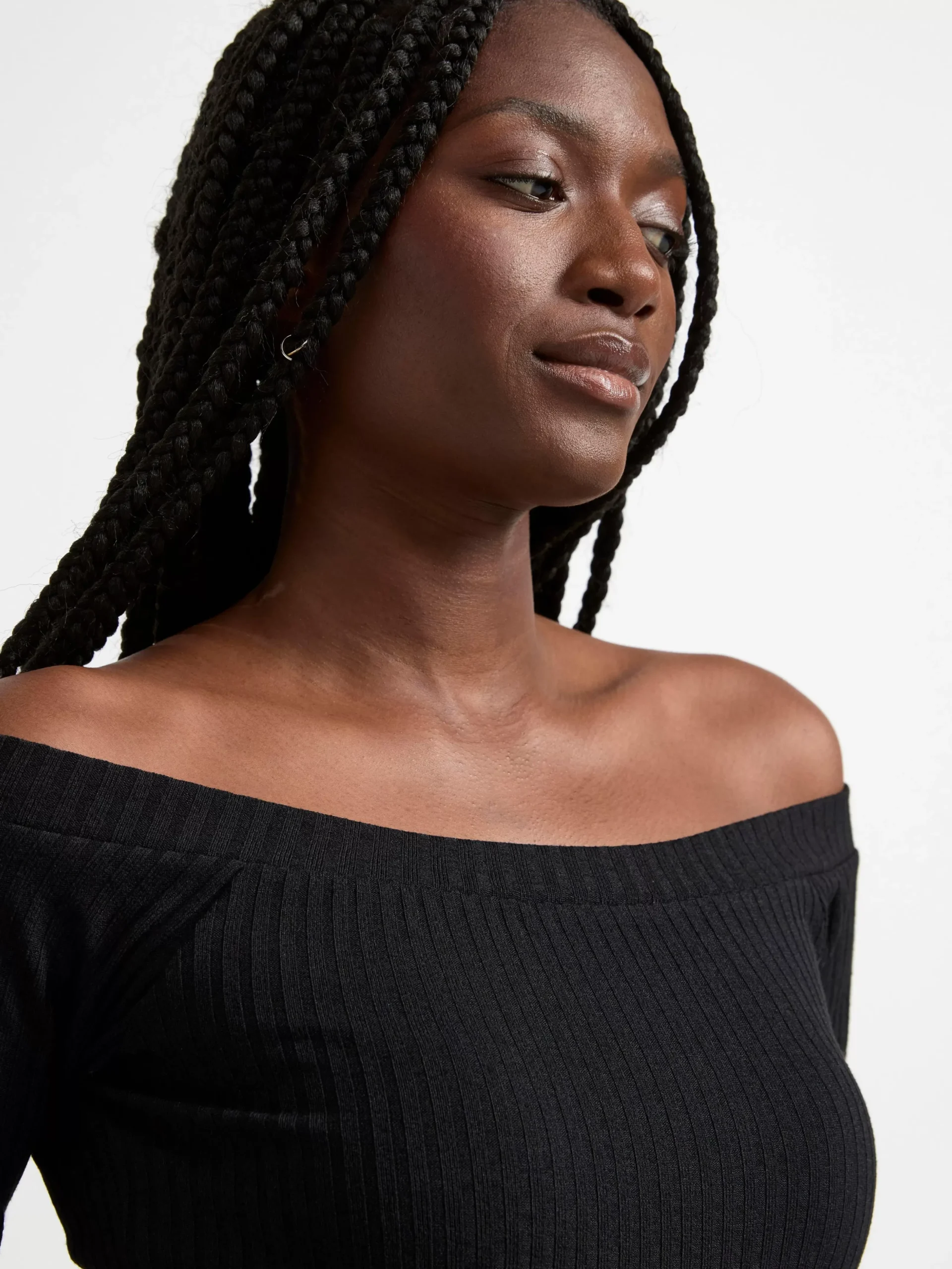 Toppar & T-Shirts>Lindex Figurnara Topp Med Batringning Black