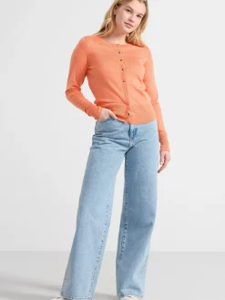 Tröjor & Cardigans>Lindex Finstickad Cardigan Light Orange