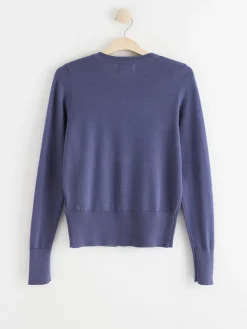 Tröjor & Cardigans>Lindex Finstickad Cardigan Dusty Blue