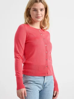 Tröjor & Cardigans>Lindex Finstickad Cardigan Dark Pink
