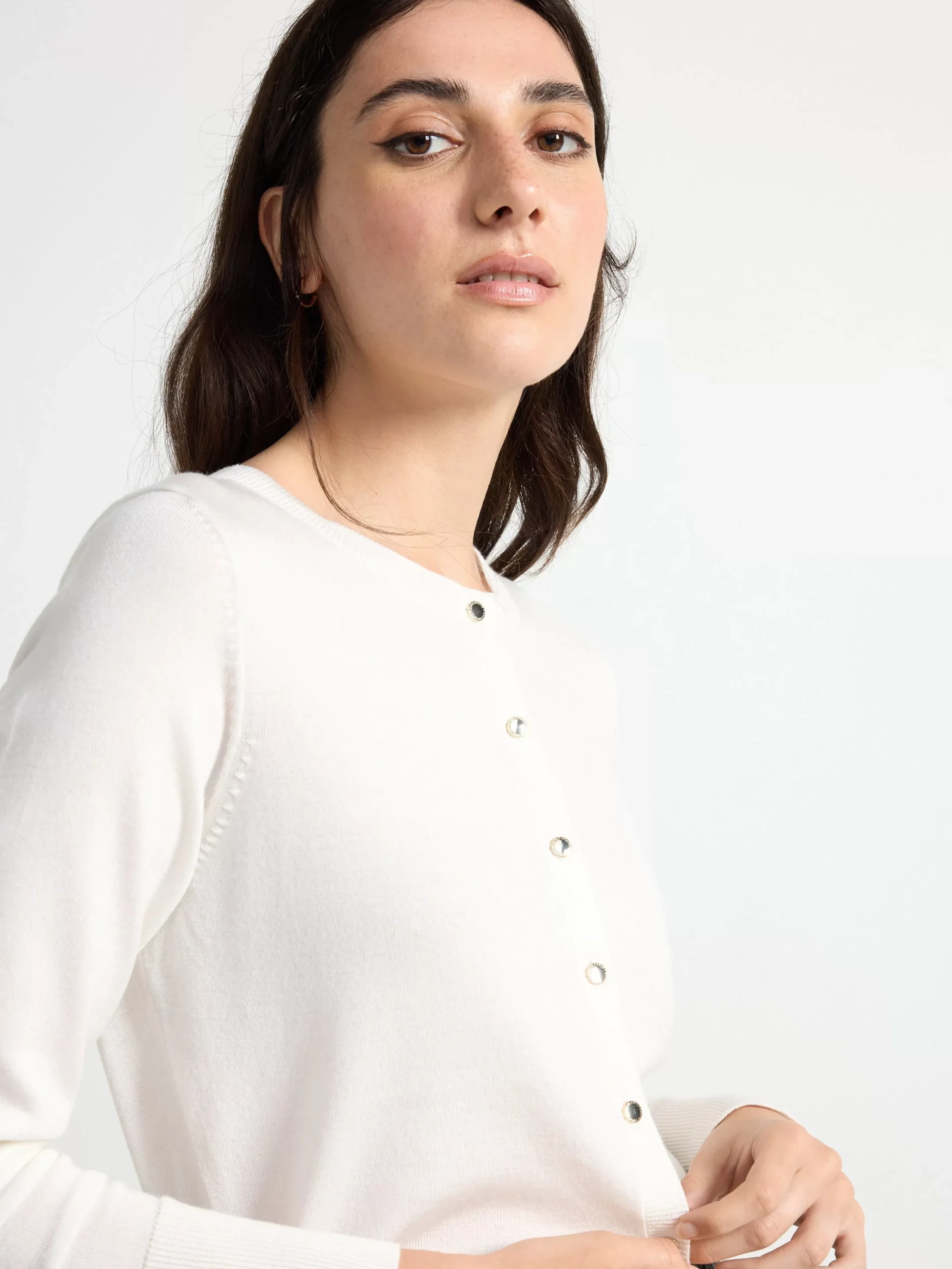Tröjor & Cardigans>Lindex Finstickad Cardigan Off White