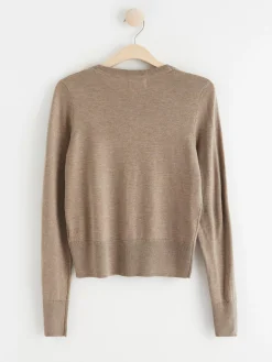 Tröjor & Cardigans>Lindex Finstickad Cardigan Light Brown Melange