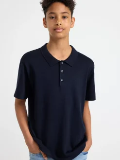 Toppar & T-Shirts>Lindex Finstickad Piketroja Dark Navy