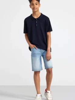 Toppar & T-Shirts>Lindex Finstickad Piketroja Dark Navy