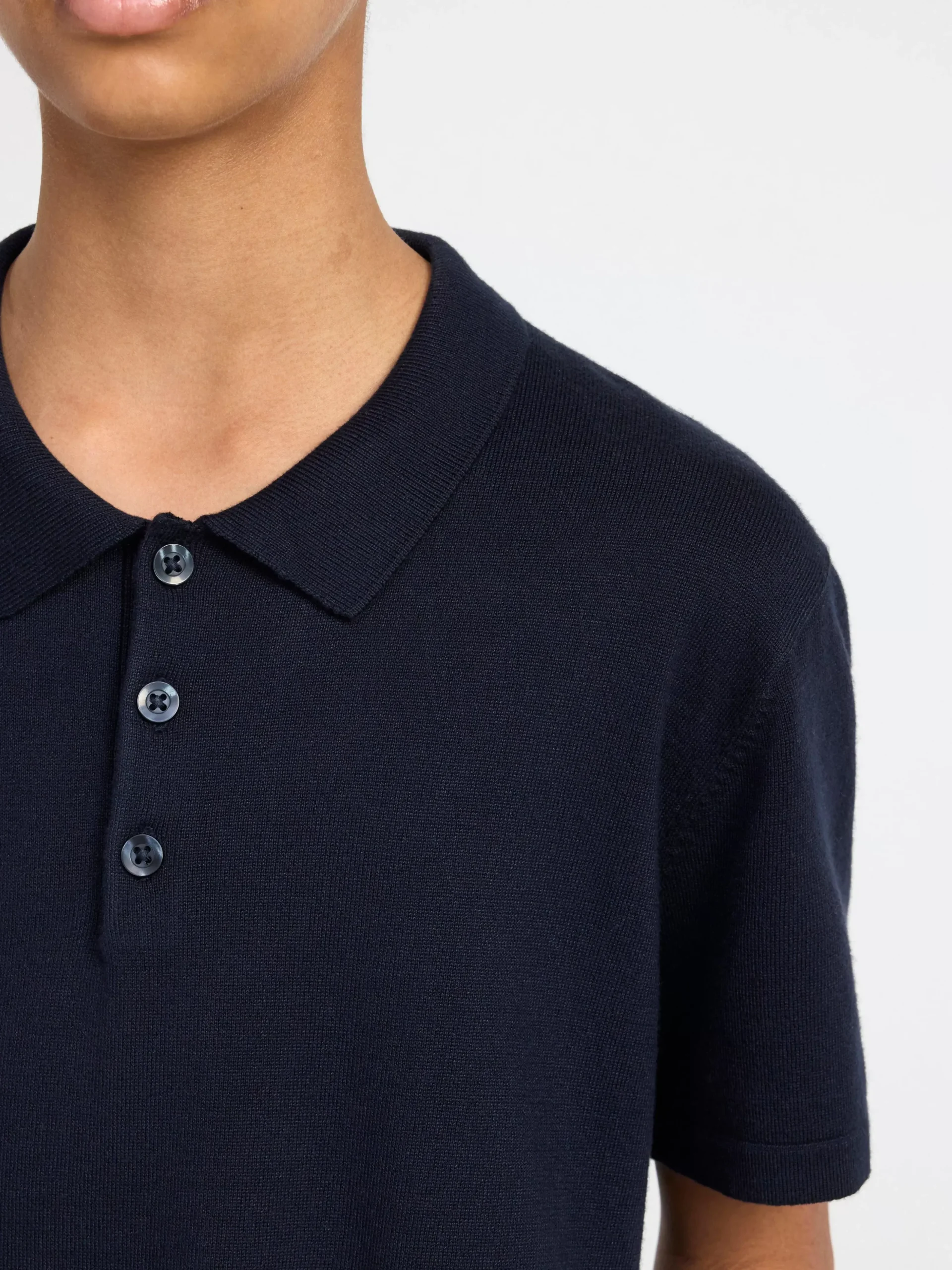 Toppar & T-Shirts>Lindex Finstickad Piketroja Dark Navy
