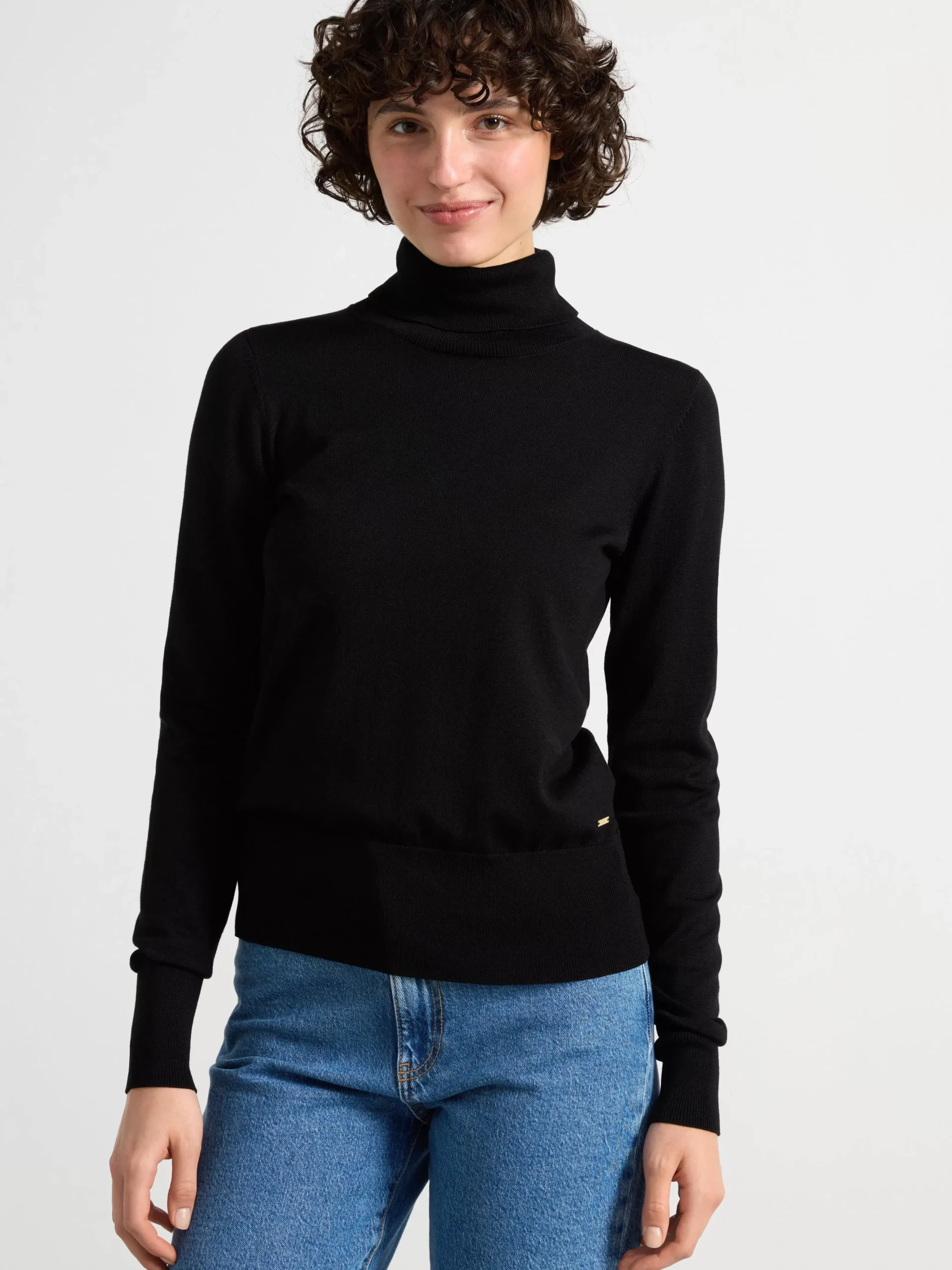 Tröjor & Cardigans>Lindex Finstickad Polotroja Black