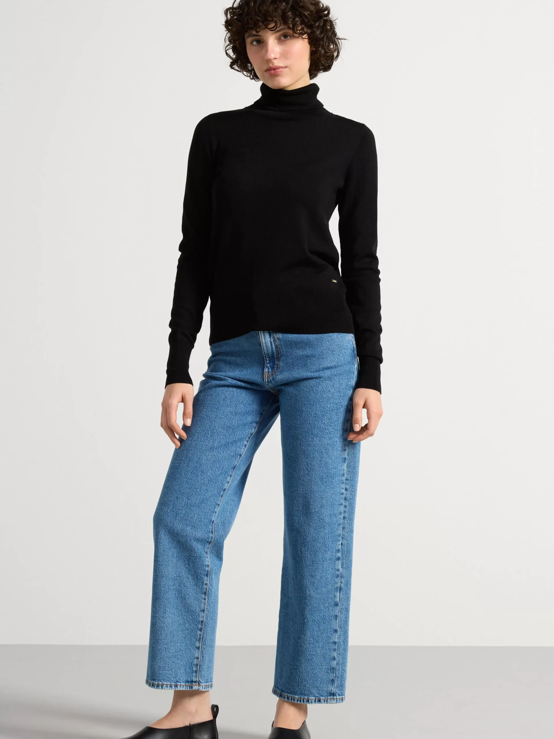 Tröjor & Cardigans>Lindex Finstickad Polotroja Black