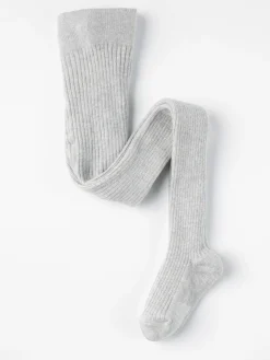 Strumpor & Strumpbyxor>Lindex Finstickad Ribbad Strumpbyxa Light Grey Melange