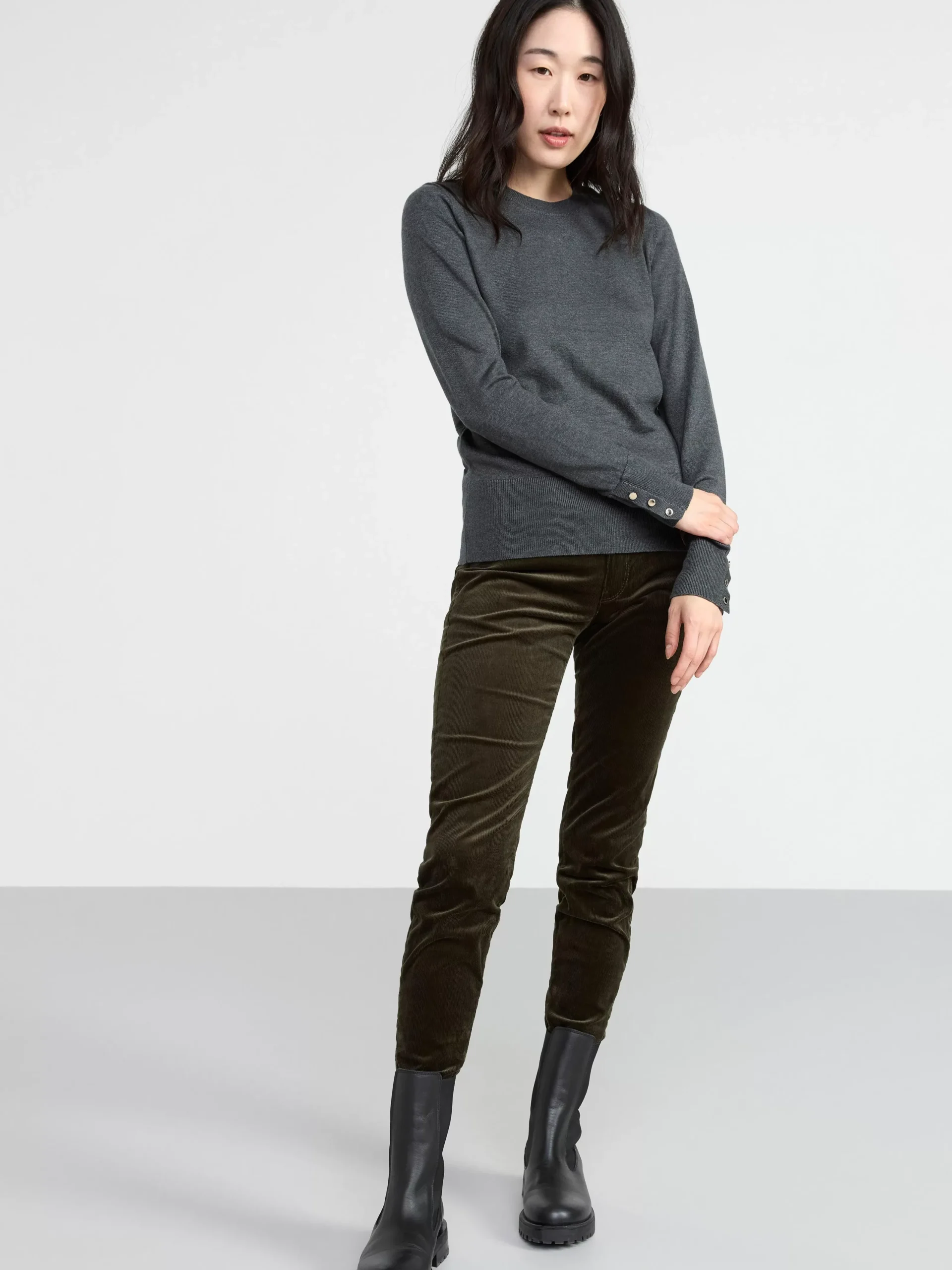 Tröjor & Cardigans>Lindex Finstickad Troja Dark Grey Melange