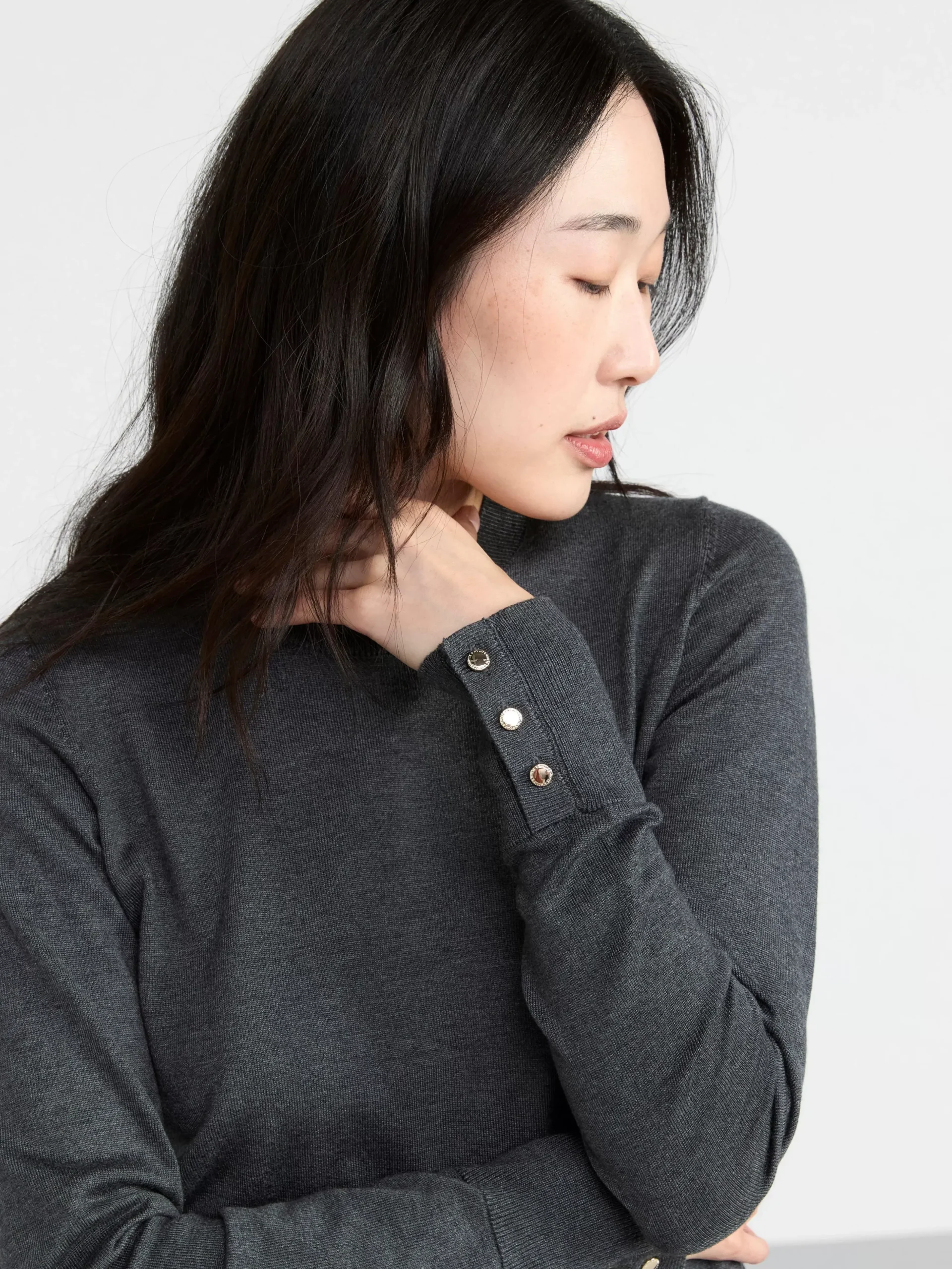 Tröjor & Cardigans>Lindex Finstickad Troja Dark Grey Melange