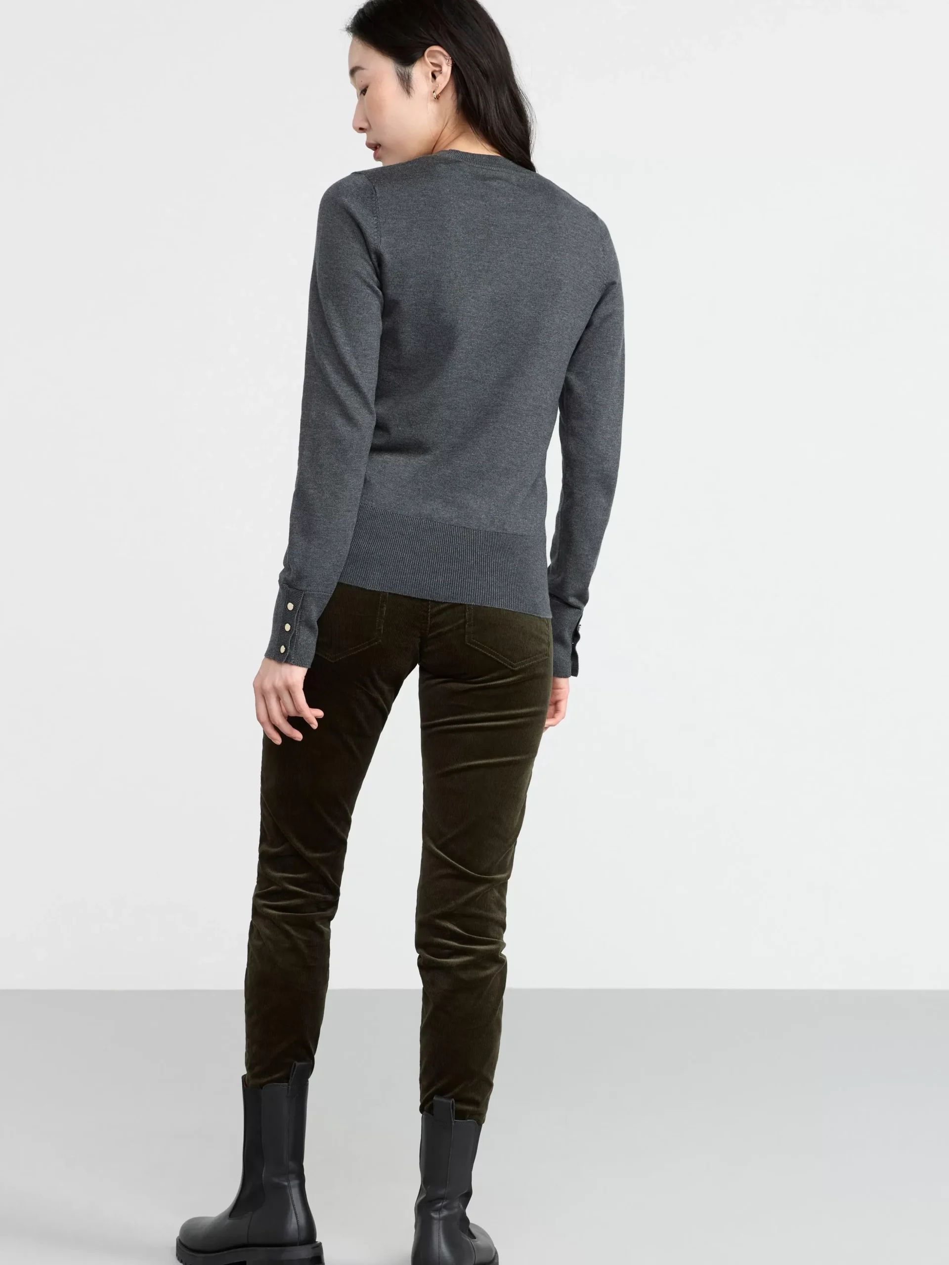Tröjor & Cardigans>Lindex Finstickad Troja Dark Grey Melange