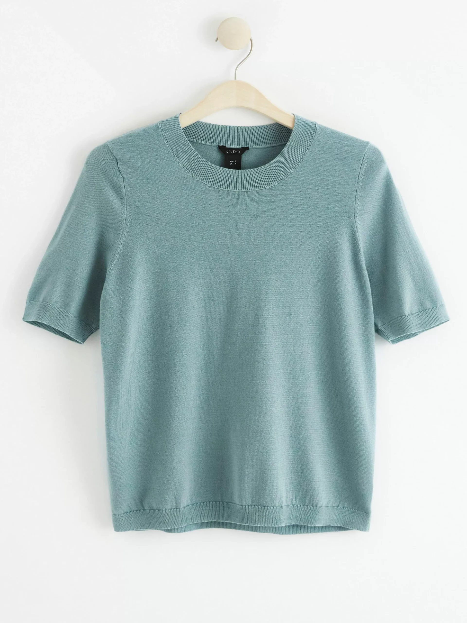 Tröjor & Cardigans>Lindex Finstickad Troja Med Kort Arm Light Dusty Blue