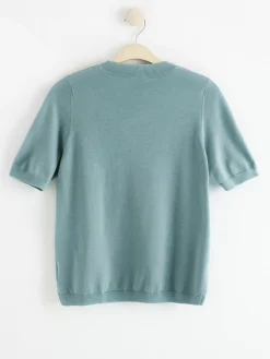 Tröjor & Cardigans>Lindex Finstickad Troja Med Kort Arm Light Dusty Blue