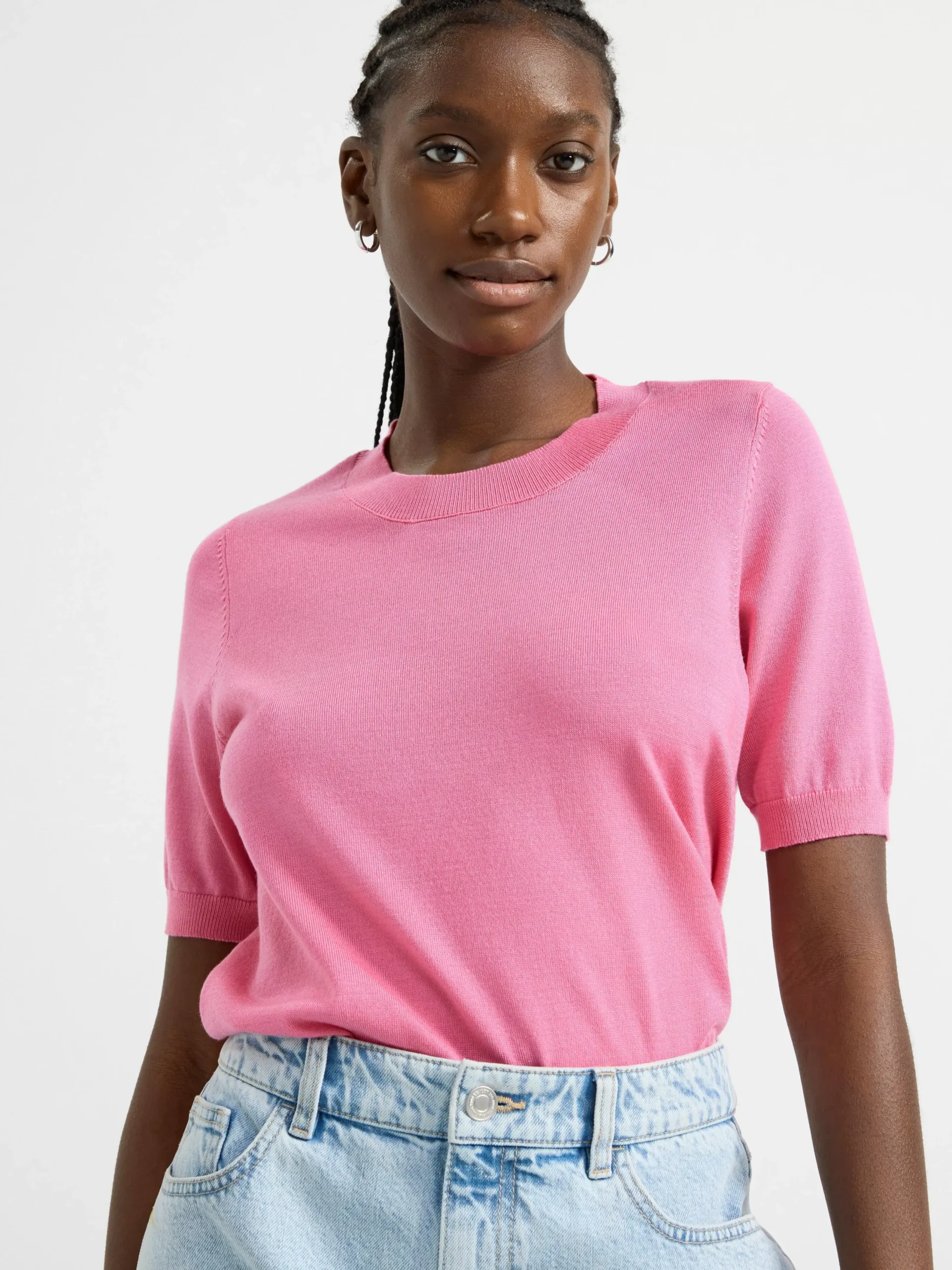 Tröjor & Cardigans>Lindex Finstickad Troja Med Kort Arm Pink