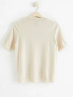 Tröjor & Cardigans>Lindex Finstickad Troja Med Kort Arm Light Beige
